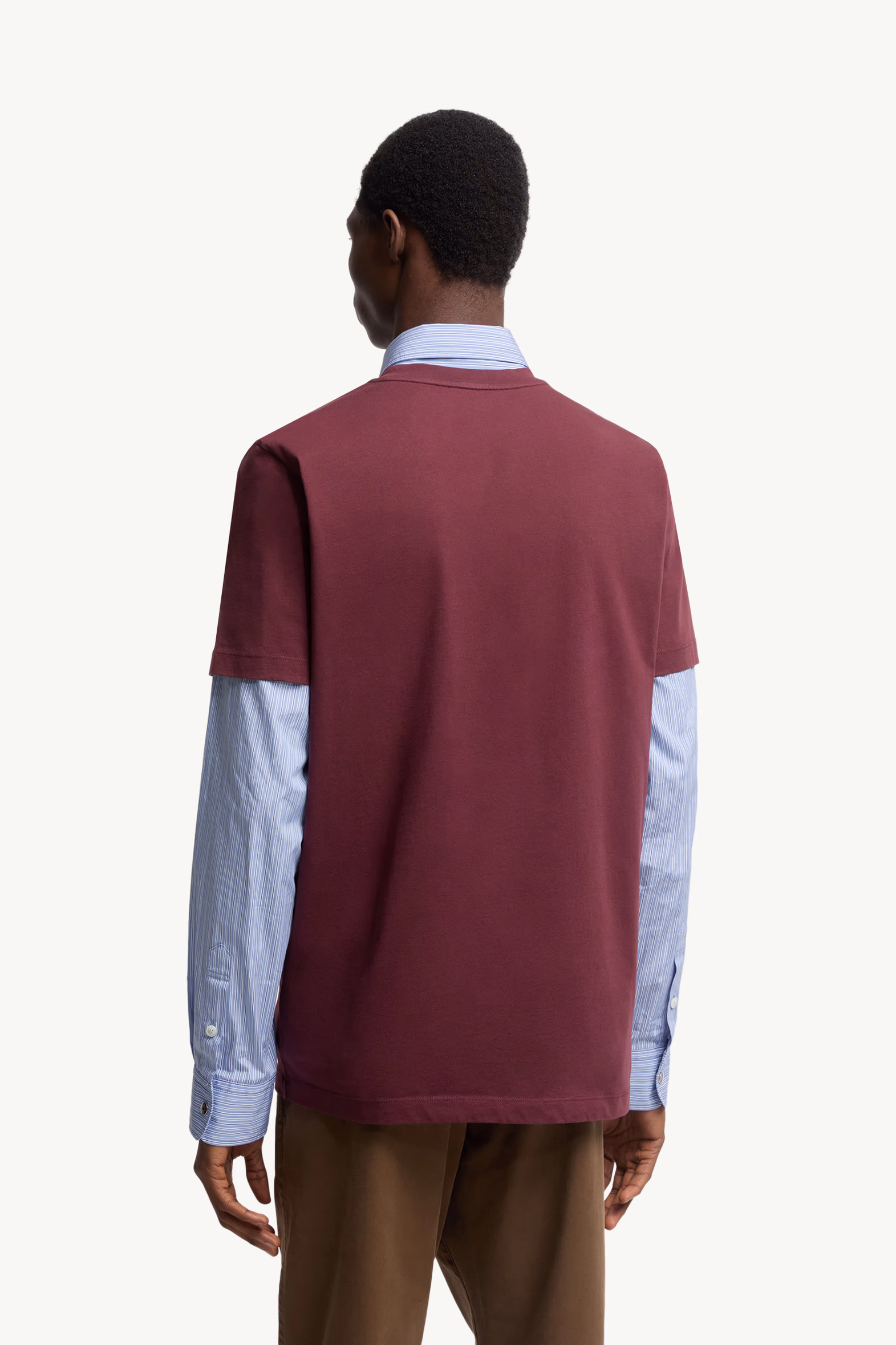 Flocked Logo Cotton T-Shirt Men Burgundy Moncler 5